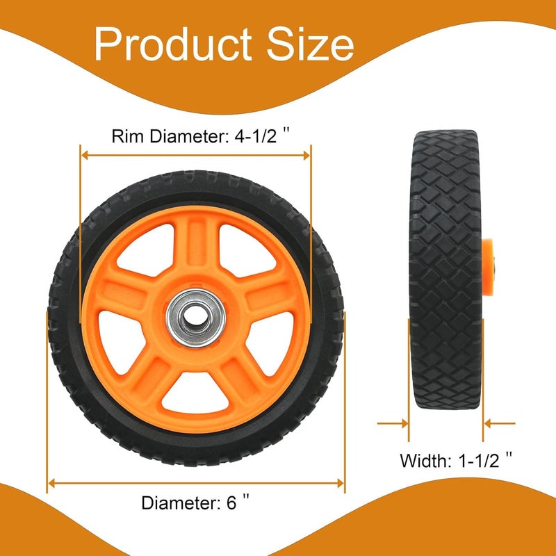 Antanker Lawn Mower Wheels, 6 inch Push Mower Plastic Wheels with Bolts & Nuts Fits Most Standard Lawn Mower Cart(2 Pack) - Image 3